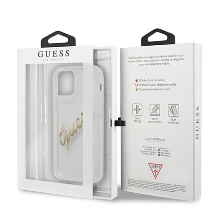 Guess GUHCP12LKTRSVGO iPhone 12 Pro Max 6,7" Transparent hardcase Vintage Script Gold