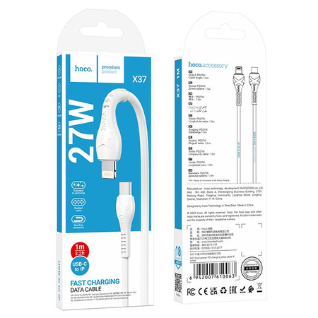 HOCO kabel Typ C do iPhone Lightning 8-pin PD 27W Cool X37 1m biały