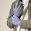 Braided telephone gloves with cut-outs for fingers - gray