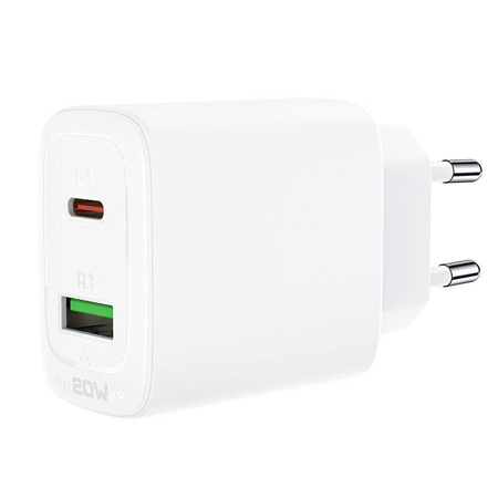 Acefast wall charger USB Type C / USB 20W, PPS, PD, QC 3.0, AFC, FCP white (A25 white)