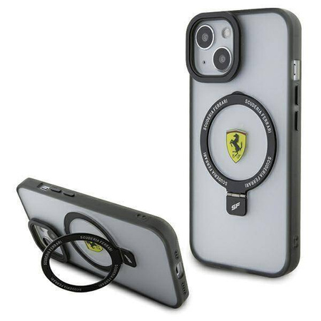 Original Handyhülle IPHONE 14 PLUS / 15 PLUS Ferrari Hardcase Ring Stand 2023 Collection MagSafe (FEHMP15MUSCAH) transparent