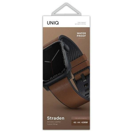 UNIQ Straden Apple Watch Series 4/5/6/7 / SE 42/44 / 45 mm Armband. Leder-Hybridband braun / braun