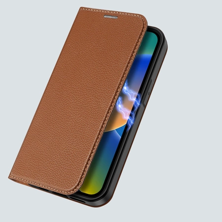 Dux Ducis Skin X2 case for iPhone 14 Pro Max case with magnetic flap brown