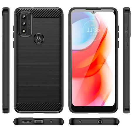 Carbon Case Flexible Schutzhülle Motorola Moto G Play 2022 schwarz