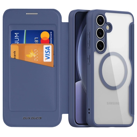 Dux Ducis Skin X Pro Hülle für Samsung Galaxy S25+ mit MagSafe und Portemonnaie – blau