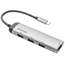 Verbatim Adapter Hub USB-C - 4xUSB-A 3.2 aluminium/aluminum 49147