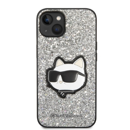 Karl Lagerfeld NFT Glitter Choupette Patch - Etui iPhone 14 Plus (srebrny)