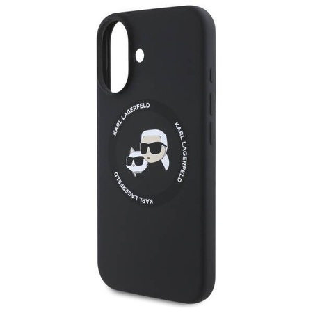 Original Case IPHONE 16 Karl Lagerfeld Hardcase Silicone Karl&Choupette Heads MagSafe (KLHMP16SSKCHTCK) black