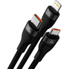 Baseus kabel 3w1 Flash II USB + USB-C - Lightning + USB-C + microUSB 1,5 m 3,5A czarny 100W