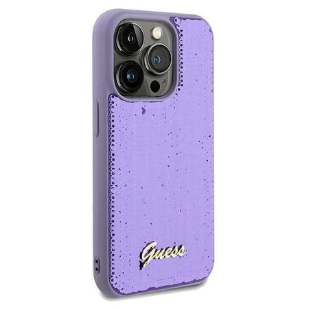 Original Case IPHONE 14 PRO Guess Hardcase Sequin Script Metal (GUHCP14LPSFDGSU) purple