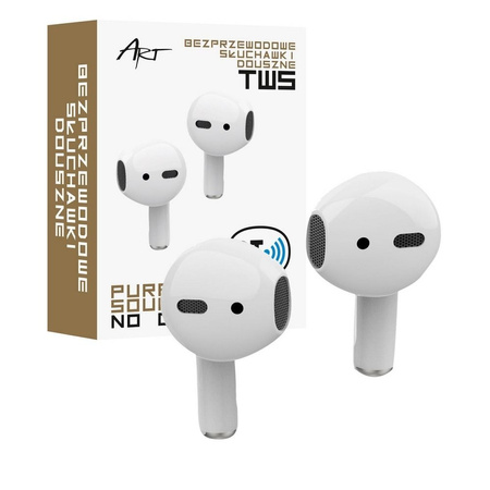 Słuchawki bezprzewodowe / bluetooth Stereo TWS ART AP-TW-B1 + stacja dokująca ze złączem Lightning 8-pin white