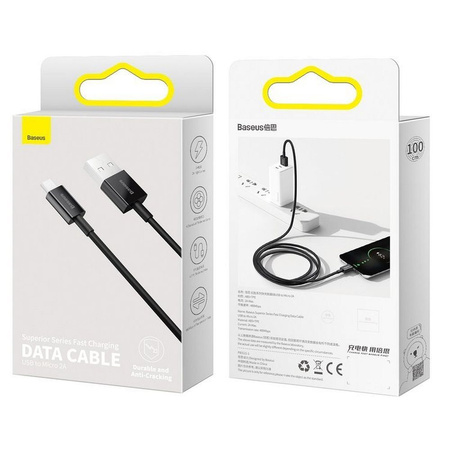 Baseus Superior kabel przewód USB - micro USB do szybkiego ładowania 2A 2m czarny (CAMYS-A01)