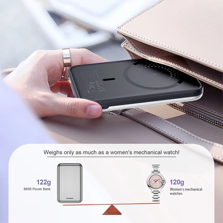 Choetech B655 mini wireless magnetic powerbank 5000mAh - silver