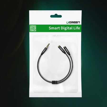 Ugreen AV123 Kopfhörerkabel 3,5 mm Miniklinke (männlich) – 2x 3,5 mm Miniklinke (weiblich) – Schwarz