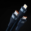 Baseus Flash Series Ⅱ One-for-three Fast Charging Data Cable USB to M+L+C 100W 1.2m Blue