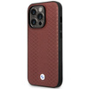 Original Handyhülle IPHONE 14 PRO BMW Leather Diamond Pattern MagSafe (BMHMP14L22RFGR) burgund