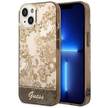 Original Case IPHONE 14 Guess Hardcase Porcelain Collection (GUHCP14SHGPLHC) gold