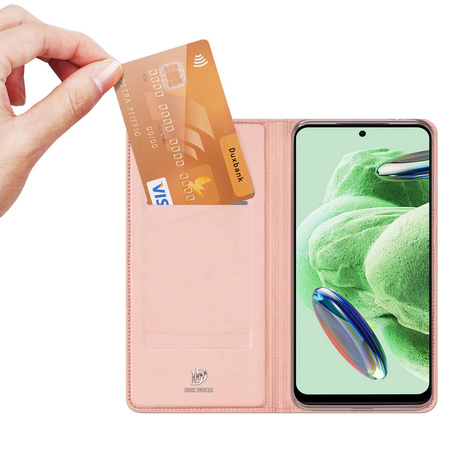 Dux Ducis Skin Pro etui do Xiaomi Redmi Note 12 Pro / Poco X5 Pro 5G pokrowiec z klapką portfel na kartę podstawka różowe