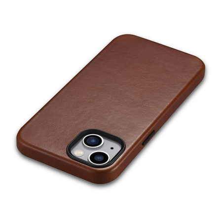 iCarer Case Leather genuine leather case for iPhone 14 Plus braun (WMI14220703-RB) (MagSafe compatible)