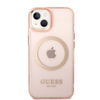 Guess nakładka do iPhone 14 6,1" GUHMP14SHTCMP różowa HC Magsafe Gold Outline Translucent