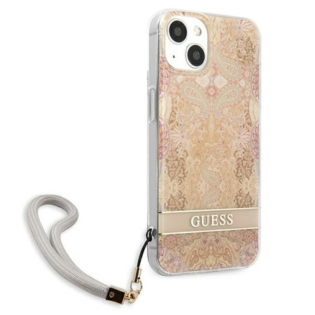 Schutzhülle IPHONE 13 MINI Guess Hardcase Flower Strap (GUHCP13SHFLSD) gold