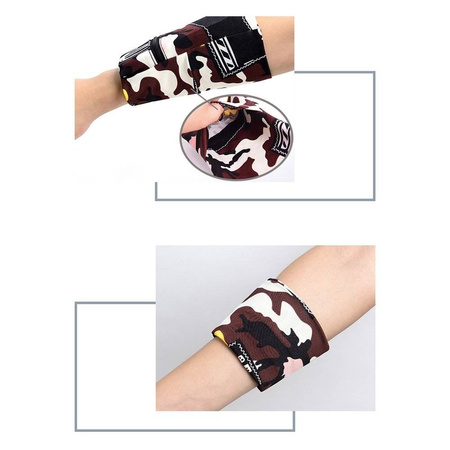 Materiałowa opaska armband na ramię do biegania fitness paski biały / czarny