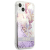 Guess GUHCP13SLFLSU iPhone 13 mini 5,4 &quot;violett / lila Hardcase Flower Liquid Glitter