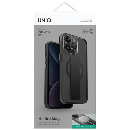 Etui UNIQ Heldro Mag Magclick Charging na iPhone 15 Pro - czarne