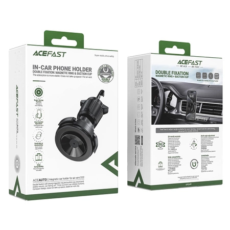 Acefast D22 magnetic car holder with suction cup for phone for air vent - black