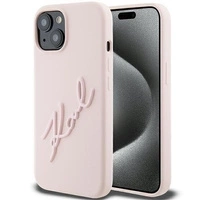 Etui Karl Lagerfeld Silicone Karl Script na iPhone 15 - różowe