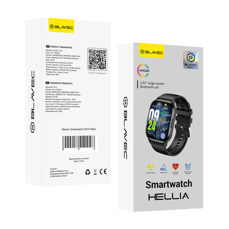 Blavec Smartwatch W18 Hellia AMOLED (SWW18-B) czarny