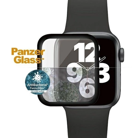 PanzerGlass Gebogenes antibakterielles Hartglas für Apple Watch 4/5/6/SE – 40 mm – Schwarz