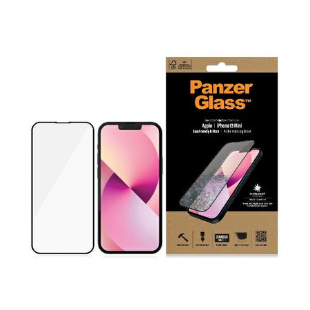 Tempered Glass 5D IPHONE 13 MINI PanzerGlass E2E Privacy Case Friendly Microfracture AntiBacterial (P2744) black