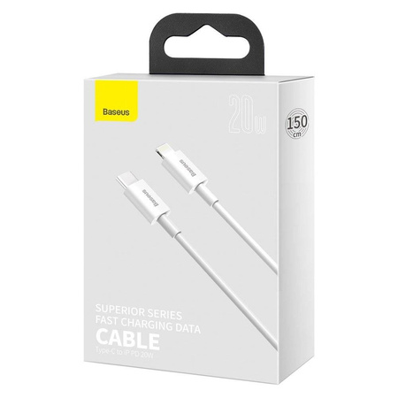 Baseus Superior kabel USB Typ C - Lightning Power Delivery 20 W 1,5 m Biały (CATLYS-B02)