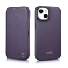 iCarer CE Premium Leather Folio Case iPhone 14 Plus Magnetic Flip Leather Folio Case MagSafe Dark Purple (WMI14220715-DP)