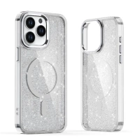 Etui brokatowe Glitter Case z MagSafe na Samsung Galaxy S25 Edge - białe