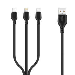 XO kabel NB103 3w1 USB - Lightning + USB-C + microUSB 1,0 m 2,1A czarny