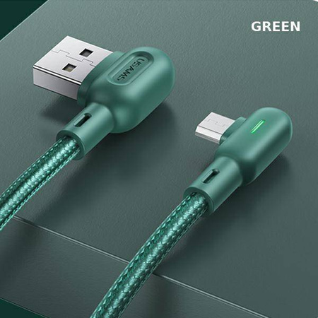 USAMS Kabel kątowy U57 MicroUSB 1,2m 2A zielony/green SJ458USB02 (US-SJ458)