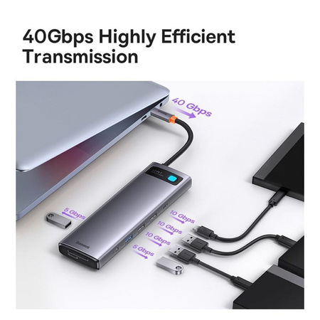 Baseus Metal Gleam Multifunktions-HUB USB Typ C 12in1 HDMI / DP / USB Typ C / Miniklinke 3,5 mm / RJ45 / SD (WKWG020213)