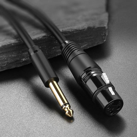 Ugreen kabel audio przewód do mikrofonu XLR (żeński) - 6,35 mm jack (męski) 2 m czarny (20719 AV131)