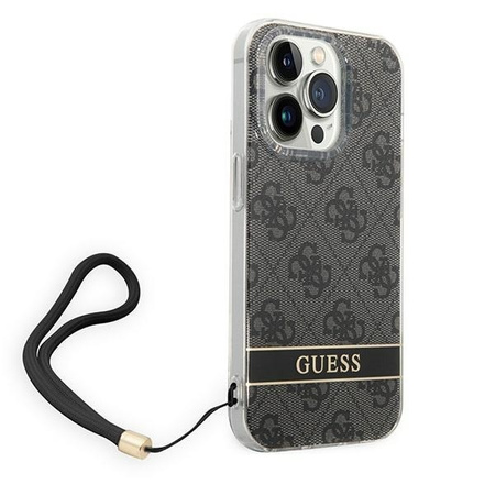 Oryginalne Etui IPHONE 14 PRO MAX Guess Hardcase 4G Print Strap (GUOHCP14XH4STK) czarne