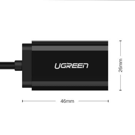 Ugreen zewnętrzna karta dźwiękowa muzyczna adapter USB - 3,5 mm mini jack 15cm czarny (30724)