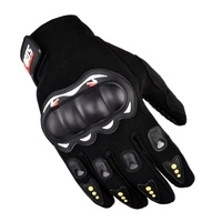 Motorcycle phone gloves with knuckle protector – black