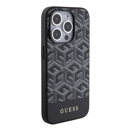 Guess nakładka do iPhone 15 Pro 6,1&quot; GUHMP15LHGCFSEK HC MAGSAFE GCUBE PU STRIPE czarna