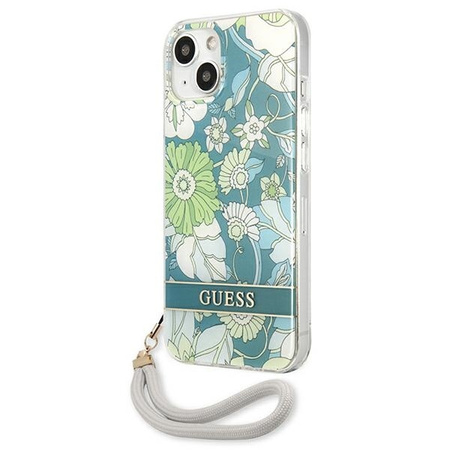 Schutzhülle IPHONE 13 Guess Hardcase Flower Strap (GUHCP13MHFLSN) grün