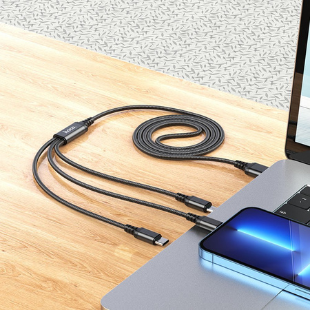 HOCO kabel USB 3w1 do iPhone Lightning 8-pin + Micro + Typ C X76 czarny