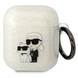 Original Case APPLE AIRPODS Karl Lagerfeld Gliter Karl&Choupette (KLA2HNKCTGT) transparent