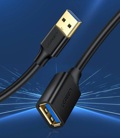 Ugreen kabel przewód przedłużacz przejściówka USB 3.0 (żeński) - USB 3.0 (męski) 1,5 m czarny (US129 30126)