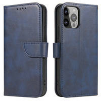 Magnet Case elegant bookcase type case with kickstand for iPhone 13 Pro Max blue