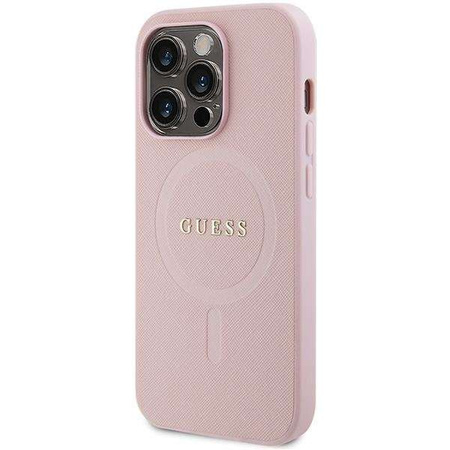 Guess GUHMP13LPSAHMCP case for iPhone 13 Pro / 13 - pink Saffiano MagSafe